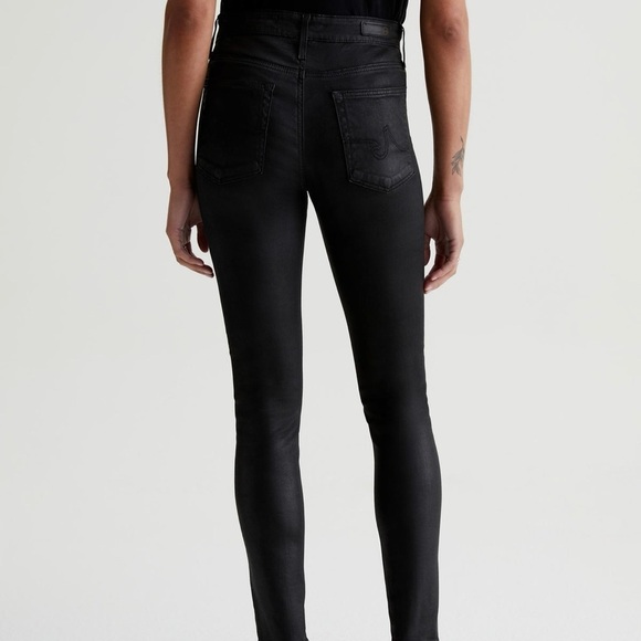 Ag NWOT Farrah High Rise Skinny Ankle Leatherette Jeans in Super Black Size 27 - Picture 4 of 11